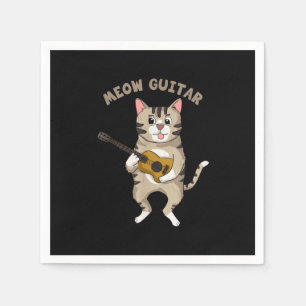 Guitarist Meow Guitar Cute Cat Playing Guitar Xmas Serviette