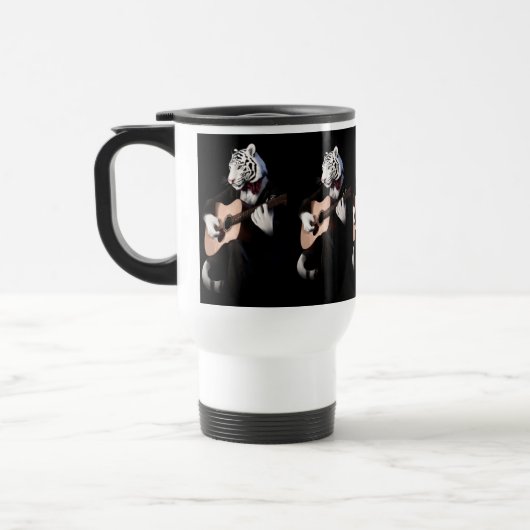Guitarist Tiger – Refined Ceramic Mug Reisebecher (Links)