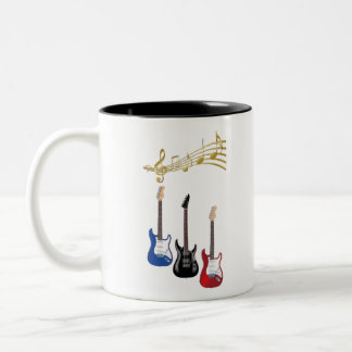 guitarras electricas con partituras musicales zweifarbige tasse