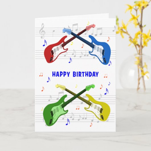 Guitars Birthday Card Karte (Gelbe Blume)