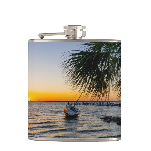 Gulf Breeze Florida Sunset Flask Flachmann (Vorderseite)