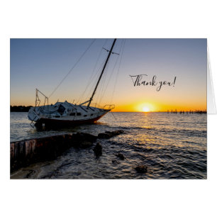 Gulf Breeze Sailboat Jetty Sunset Danke Karte