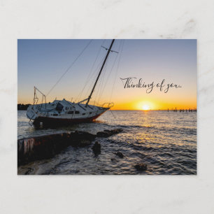 Gulf Breeze Sailboat Jetty Sunset Denken Sie an Si Postkarte