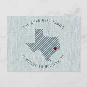 Gulf Coast Blue Linen und Herz Texas Bewegung Ankündigungspostkarte