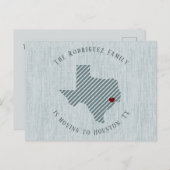 Gulf Coast Blue Linen und Herz Texas Bewegung Ankündigungspostkarte (Vorne/Hinten)
