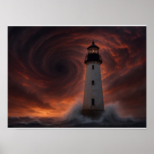 Gulf Coast Storm Poster - Lighthouse Hurricane Art (Vorne)