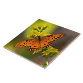 Gulf-Fritillarie oder Passionsfalter auf Goldrute Fliese (Seite)