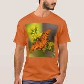 Gulf Fritillary aka Passion Butterfly on Goldenrod T-Shirt (Vorderseite)