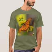 Gulf Fritillary aka Passion Butterfly on Goldenrod T-Shirt (Vorderseite)
