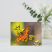Gulf-Fritillary oder Passionsfalter auf Goldrute Postkarte (Stehend Vorderseite)