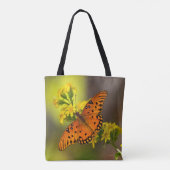 Gulf-Fritillary oder Passionsfalter auf Goldrute Tasche (Rückseite)