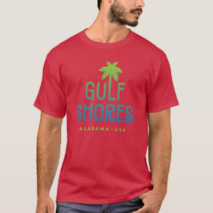 Gulf Shores Alabama Typografisches Palmbaum-Design T-Shirt