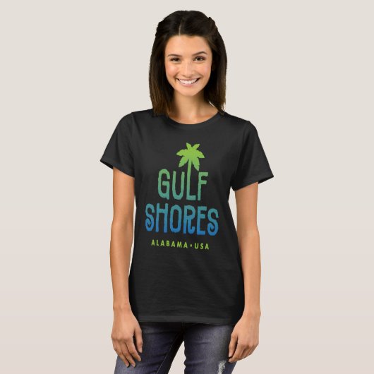 Gulf Shores Alabama Typographic Palm Tree T-Shirt (Vorne ganz)