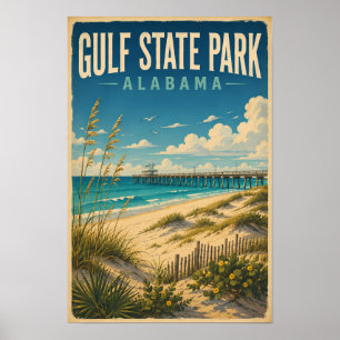 Gulf State Park Alabama Illustration Reise Kunst Poster
