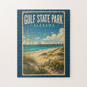 Gulf State Park Alabama Illustration Reise Kunst Puzzle