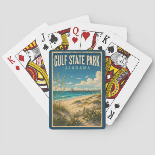 Gulf State Park Alabama Illustration Reise Kunst Spielkarten