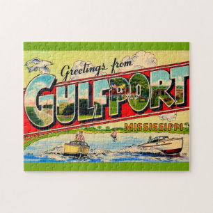 Gulfport Mississippi 11x14 Retro Postkarte Puzzle
