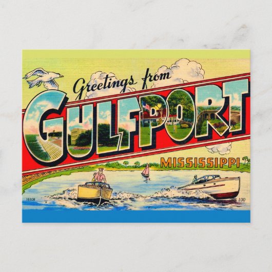 Gulfport Mississippi Retro Grußkarte Postkarte (Vorderseite)