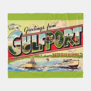 Gulfport Mississippi Retro-Postkarte Fleecedecke