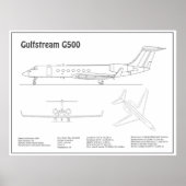 Gulfstream G500 - Flugzeugkonzepte BD Poster (Vorne)