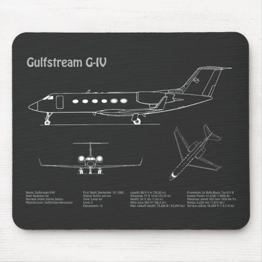 Gulfstream G-IV - Flugzeugkonzepte PD Mousepad (Vorne)
