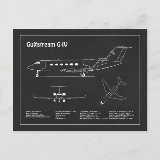 Gulfstream G-IV - Flugzeugkonzepte PD Postkarte (Vorderseite)