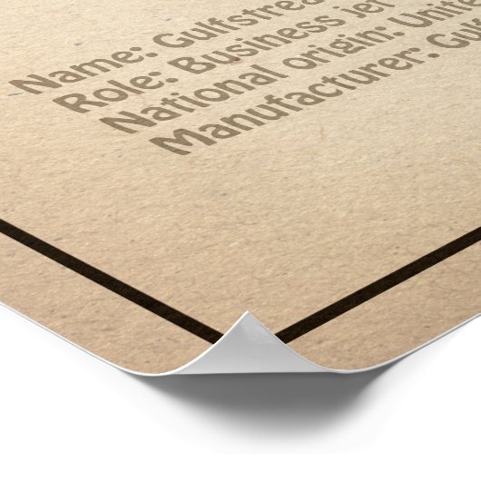 Gulfstream G-IV - Flugzeugkonzepte SD Poster (Ecke)