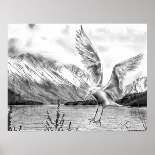 Gull and Mountains Poster (Vorne)