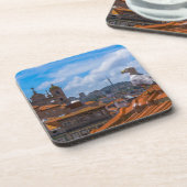 Gull Birds Eye View Rooftops von Portugal Getränkeuntersetzer (Linke Seite)