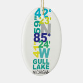 Gull See, MI-Koordinaten - Wasser Keramikornament (Rechts)