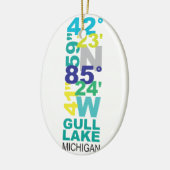 Gull See, MI-Koordinaten - Wasser Keramikornament (Links)