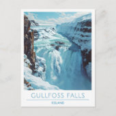 Gullfoss Falls Island Travel Postkarte (Vorderseite)
