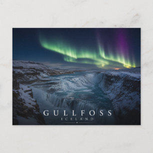 Gullfoss Golden Falls Island Nordlichter Postkarte