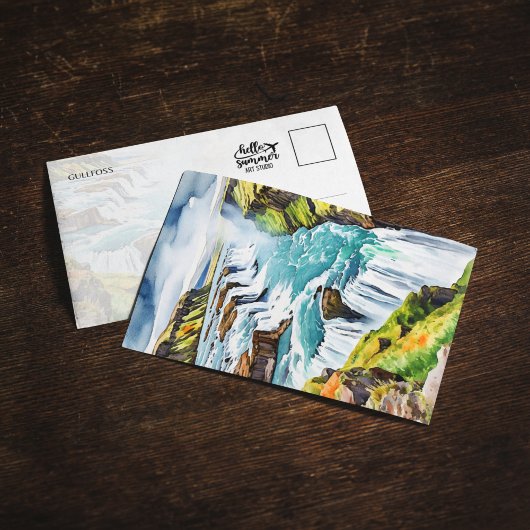 Gullfoss Isländische Wasserfarbkarte Einladung