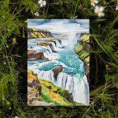 Gullfoss Isländische Wasserfarbkarte Einladung