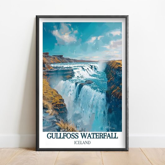 Gullfoss Wasserfall Island Kunst - Gullfoss Poster