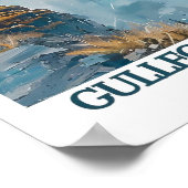 Gullfoss Wasserfall Island Kunst - Gullfoss Poster (Ecke)