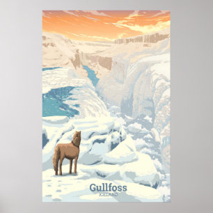 Gullfoss Wasserfall Island Reiseplakat Poster