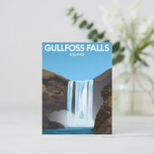 Gullfoss Wasserfall Island Vintage Kunst Postkarte (Stehend Vorderseite)