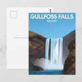 Gullfoss Wasserfall Island Vintage Kunst Postkarte (Vorne/Hinten)