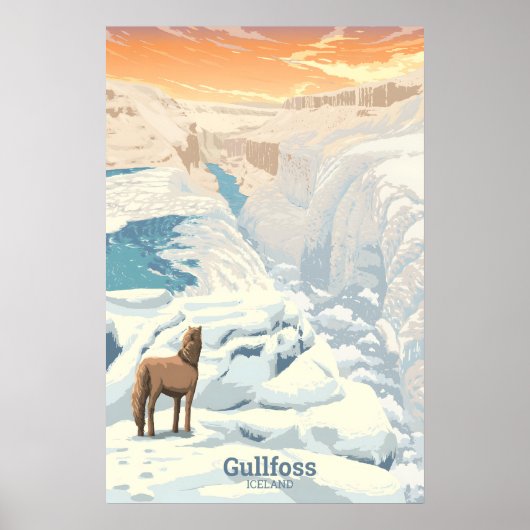 Gullfoss Waterfall Iceland Travel Poster (Vorne)