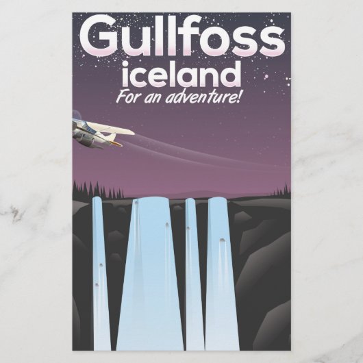 Gullfoss Waterfall Island Reiseplakat Briefpapier (Vorderseite)