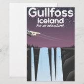 Gullfoss Waterfall Island Reiseplakat Briefpapier (Vorne/Hinten)