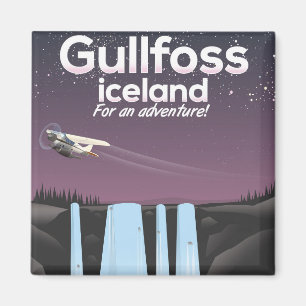 Gullfoss Waterfall Island Reiseplakat Magnet