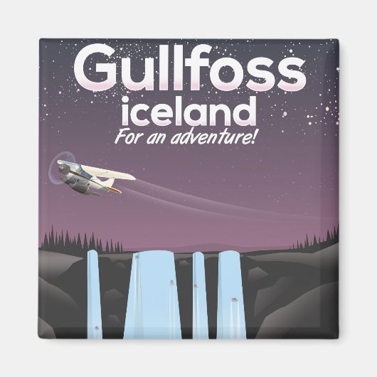 Gullfoss Waterfall Island Reiseplakat Magnet (Vorne)