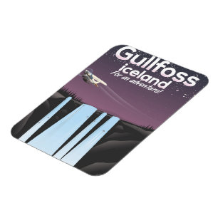 Gullfoss Waterfall Island Reiseplakat Magnet