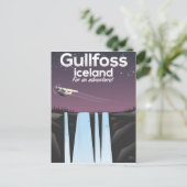 Gullfoss Waterfall Island Reiseplakat Postkarte (Stehend Vorderseite)