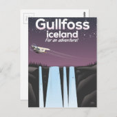 Gullfoss Waterfall Island Reiseplakat Postkarte (Vorne/Hinten)
