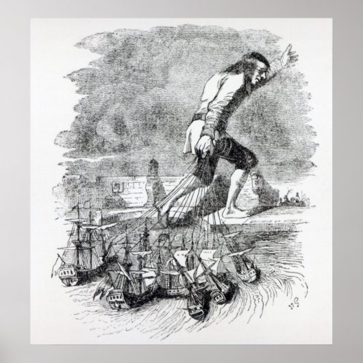 Gulliver, der die Flotte der Blefuskudianer stahl Poster (Vorne)