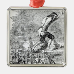 Gulliver, welches die Blefuscudian Flotte stiehlt Ornament Aus Metall